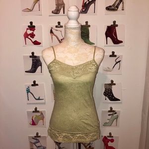 Crinkle V Neck Lace Trim Cami